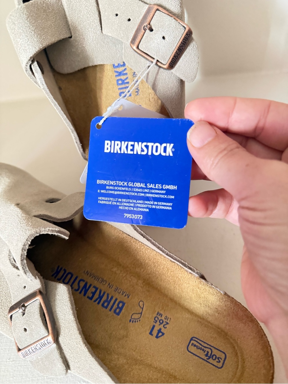 Birkenstock Kids Taupe Suede Two-Strap Sandals